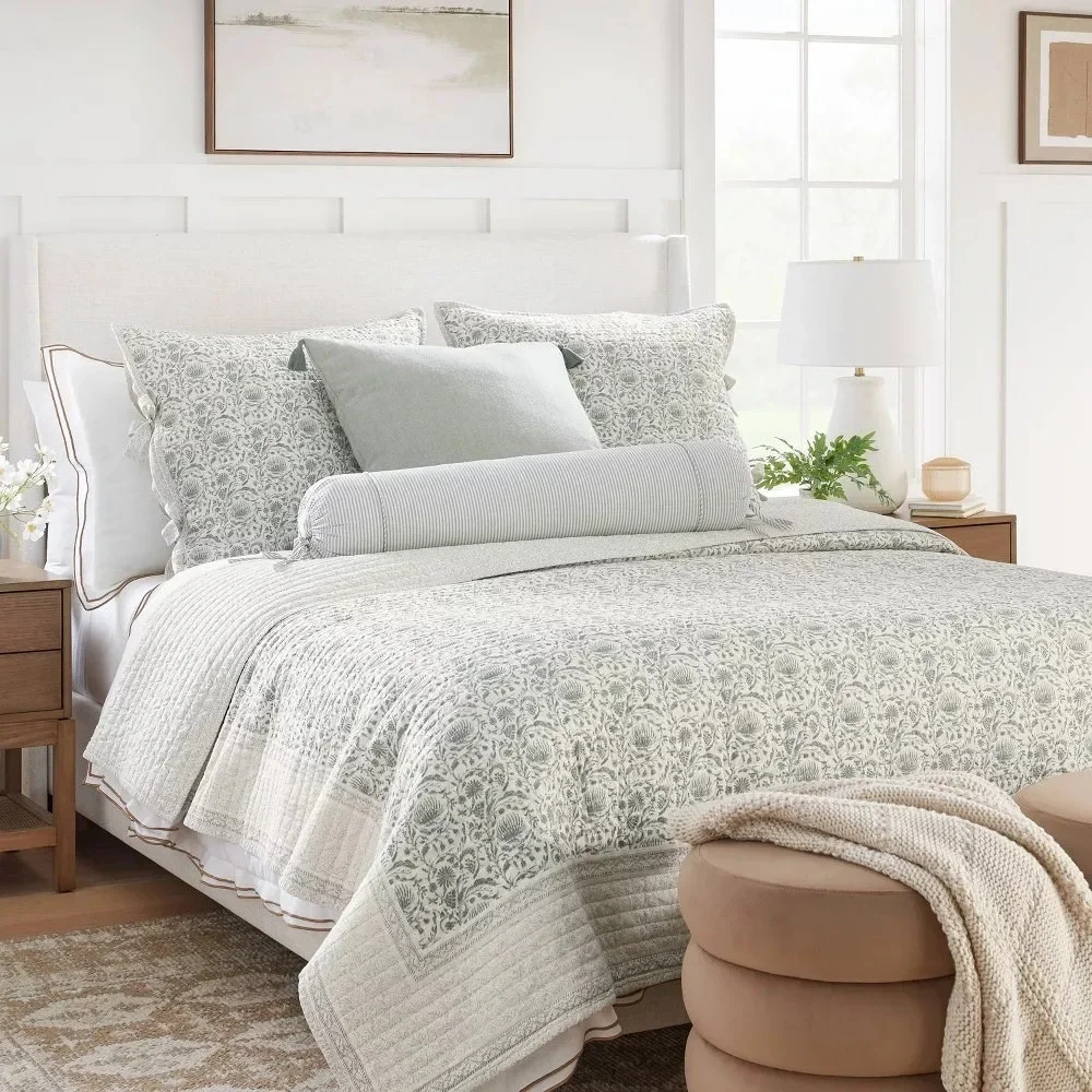 Queen Decorative Border Cotton Slub Print Quilt - Threshold Studio McGee